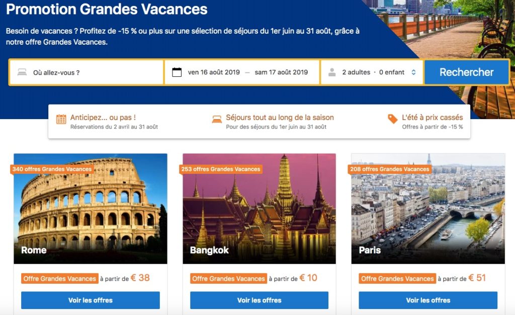 Promotion Grandes Vacances Booking