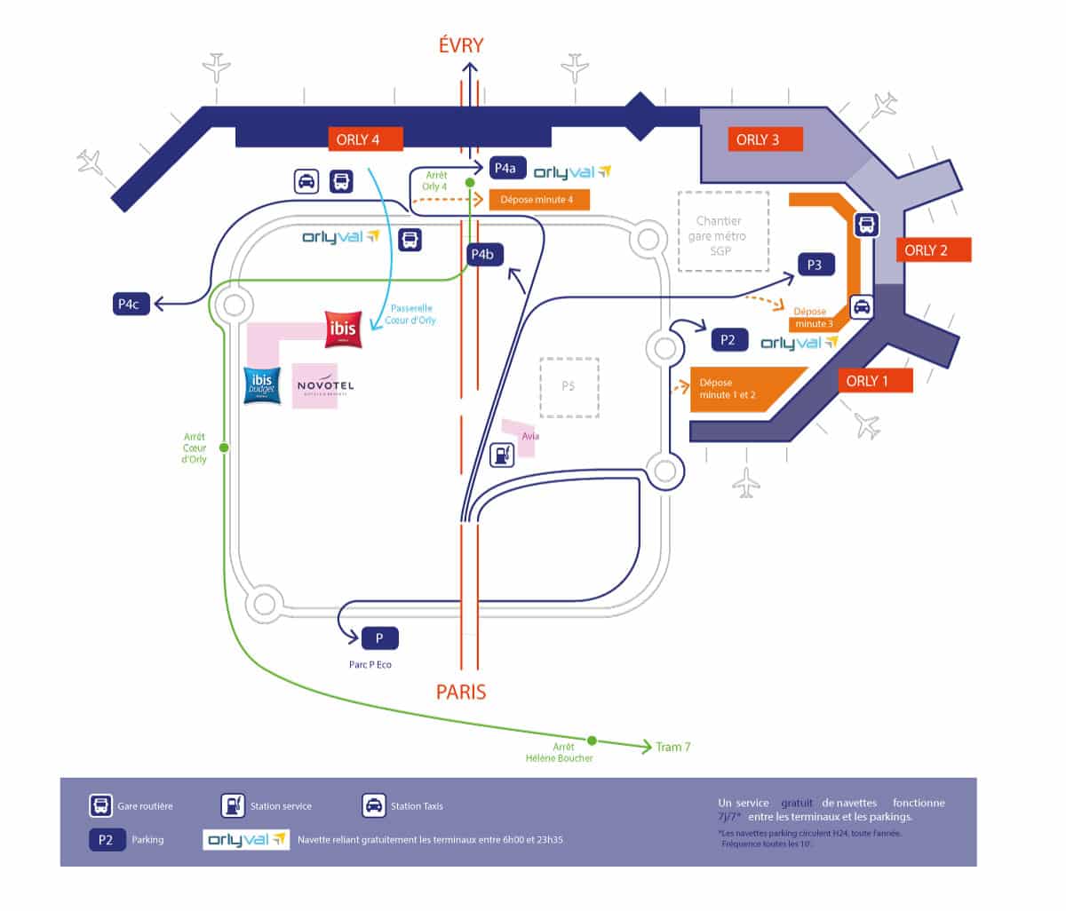 Plan des terminaux - Aéroport Paris-Orly